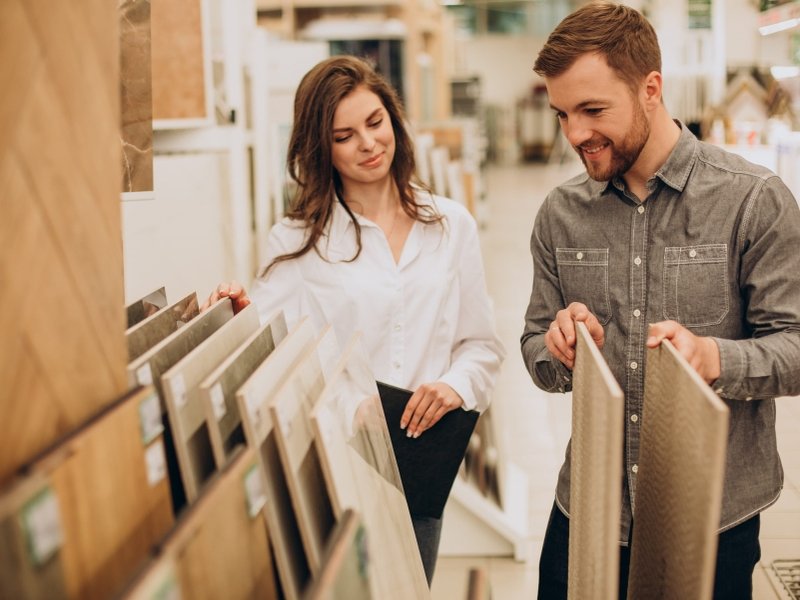 Shopping for floors in a showroom